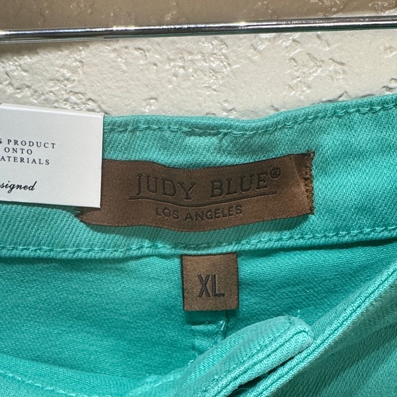 Judy‎ Blue Women's XL Seafoam Green Mid Rise Frayed Hem Jean Shorts NWT - Picture 3 of 8